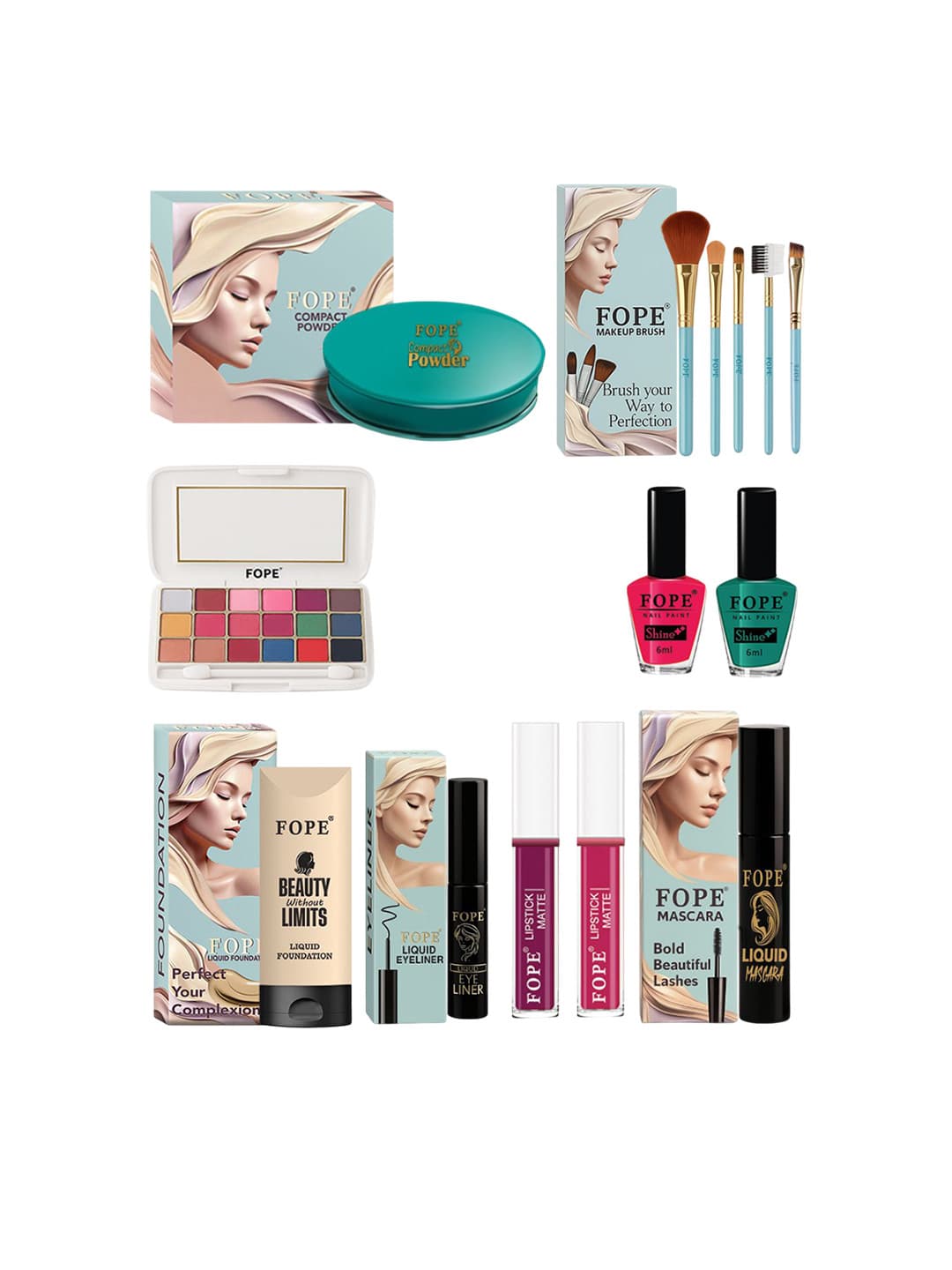 FOPE Set Of 14 All In One Long Lasting Makeup Combo