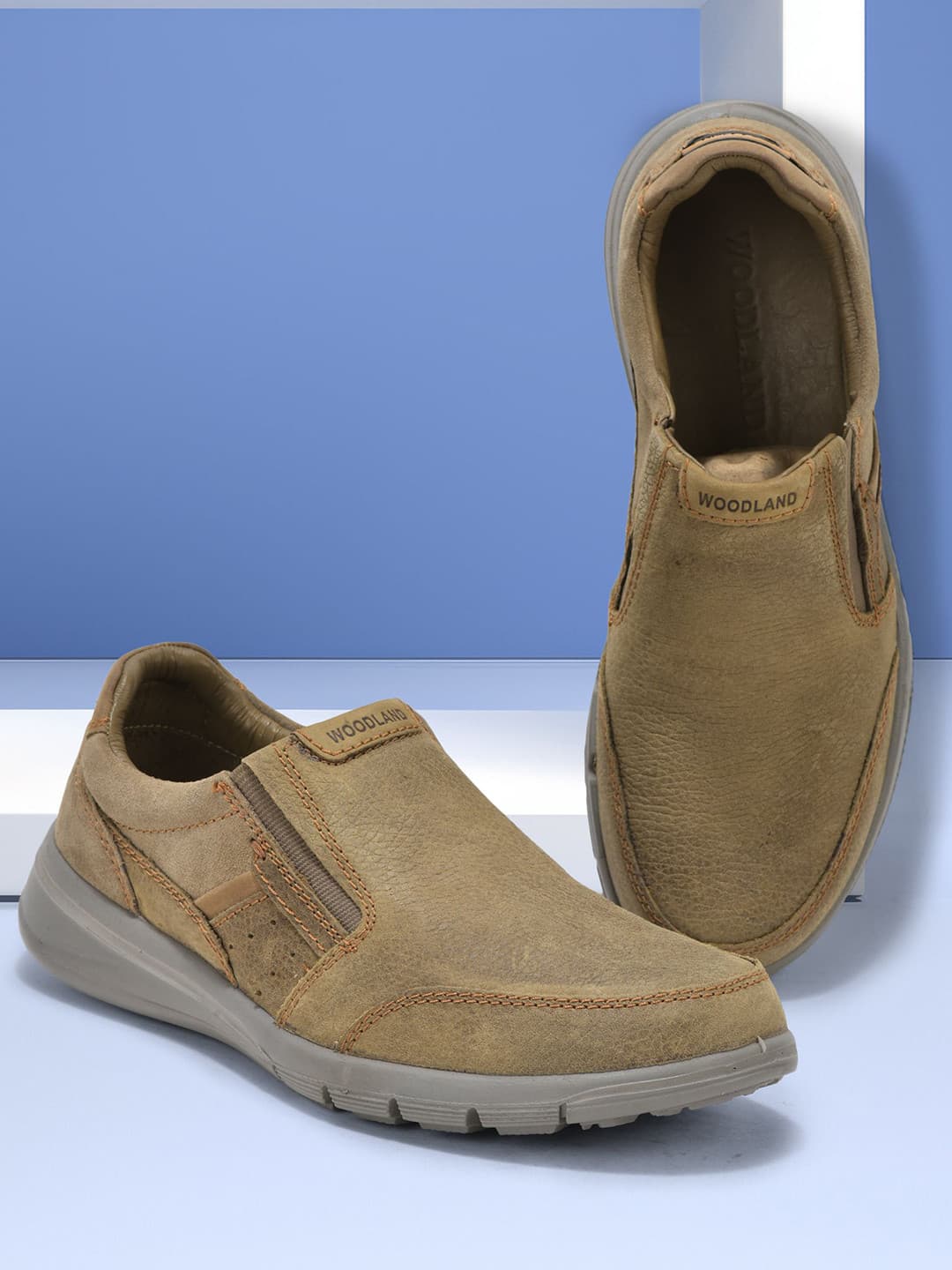 Woodland Men Round Toe Slip-On Sneakers