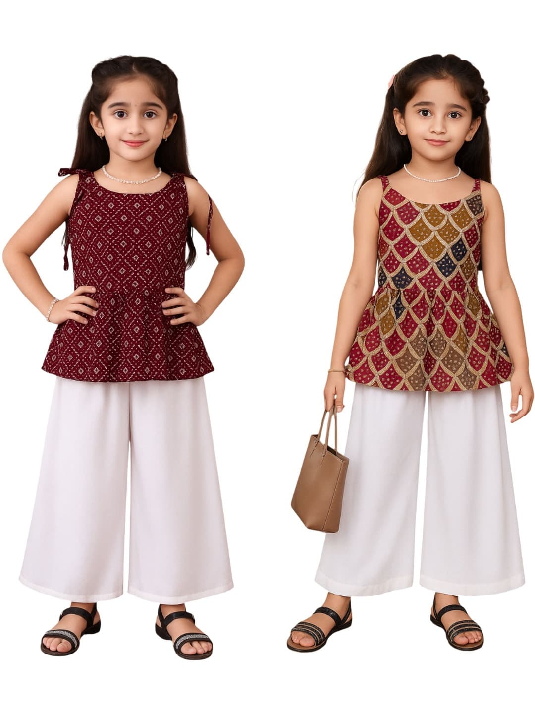 kachhot Girls 2 Pair Printed Clothing Set