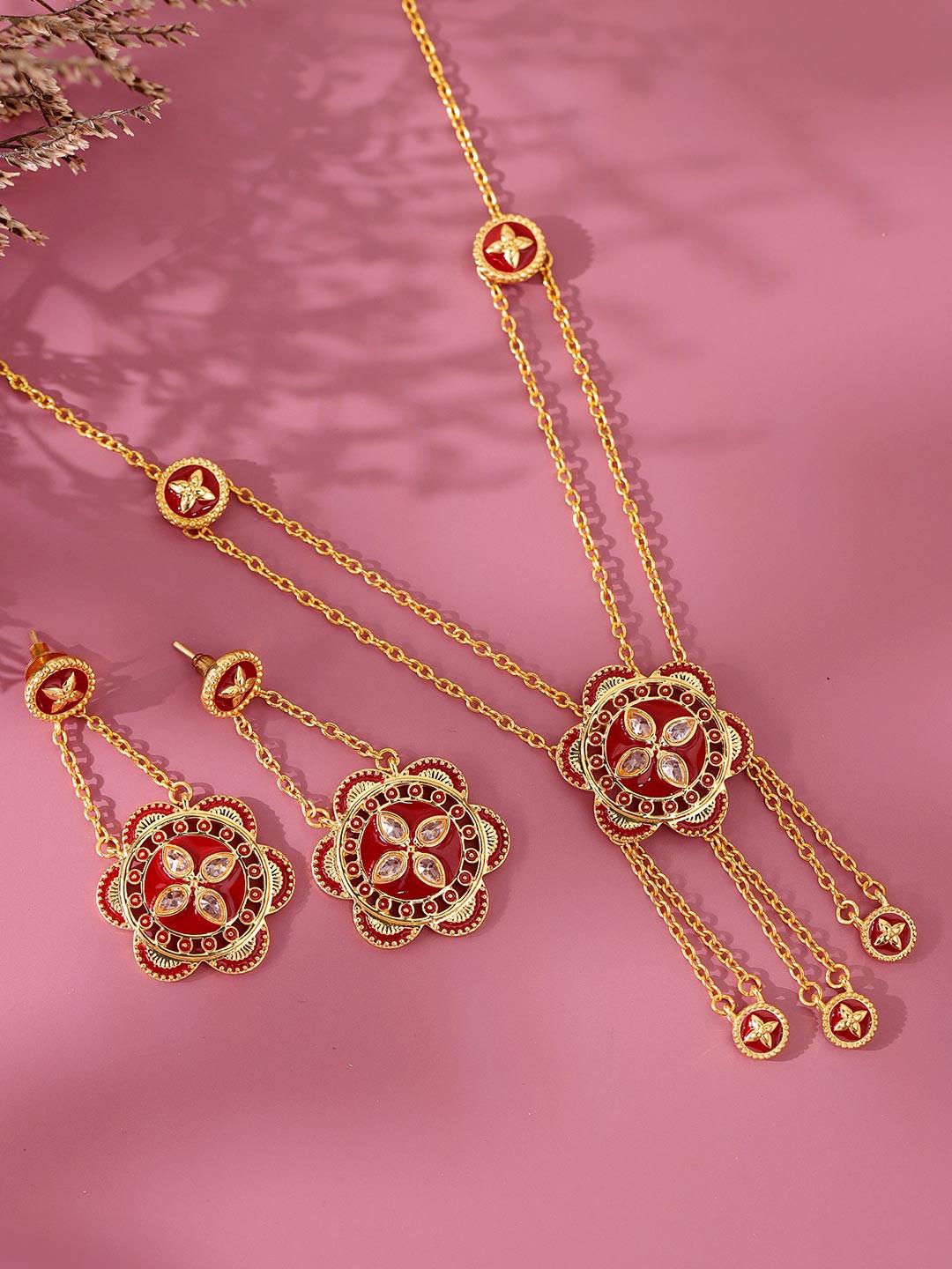 Gota Patti Surkhphool Necklace Set