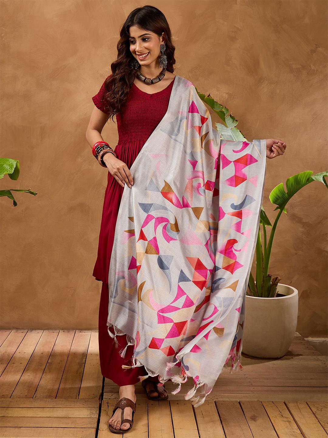 InWeave Abstract Printed Tasselled Dupatta