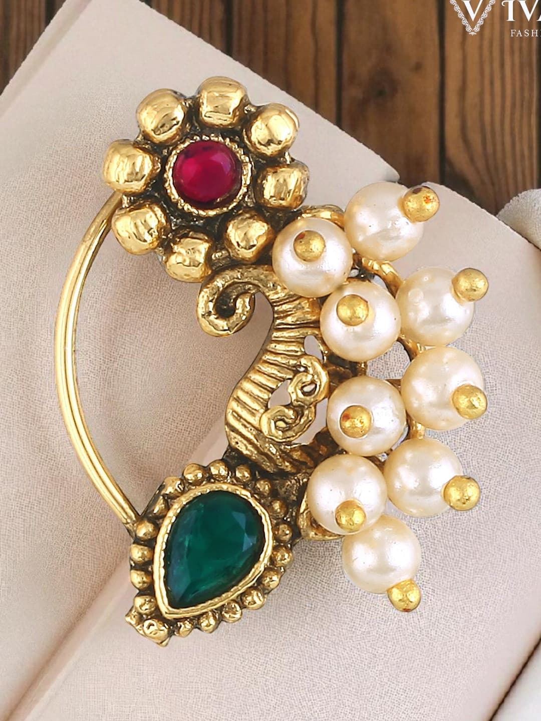 VIVASTRI Women Gold Plated Alloy Nath Nose Pins