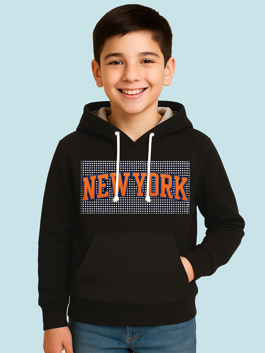 KUCHIPOO Boys Printed Hooded Sweatshirt