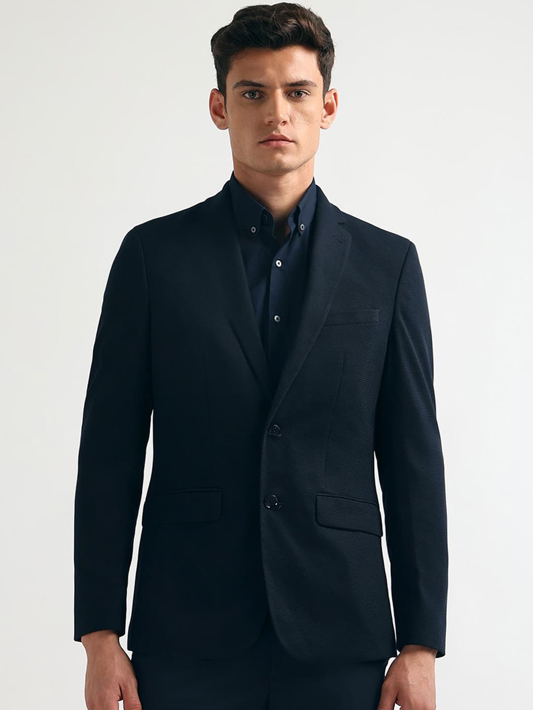 Arrow Self-Design Slim-Fit Single-Breasted Formal Blazer