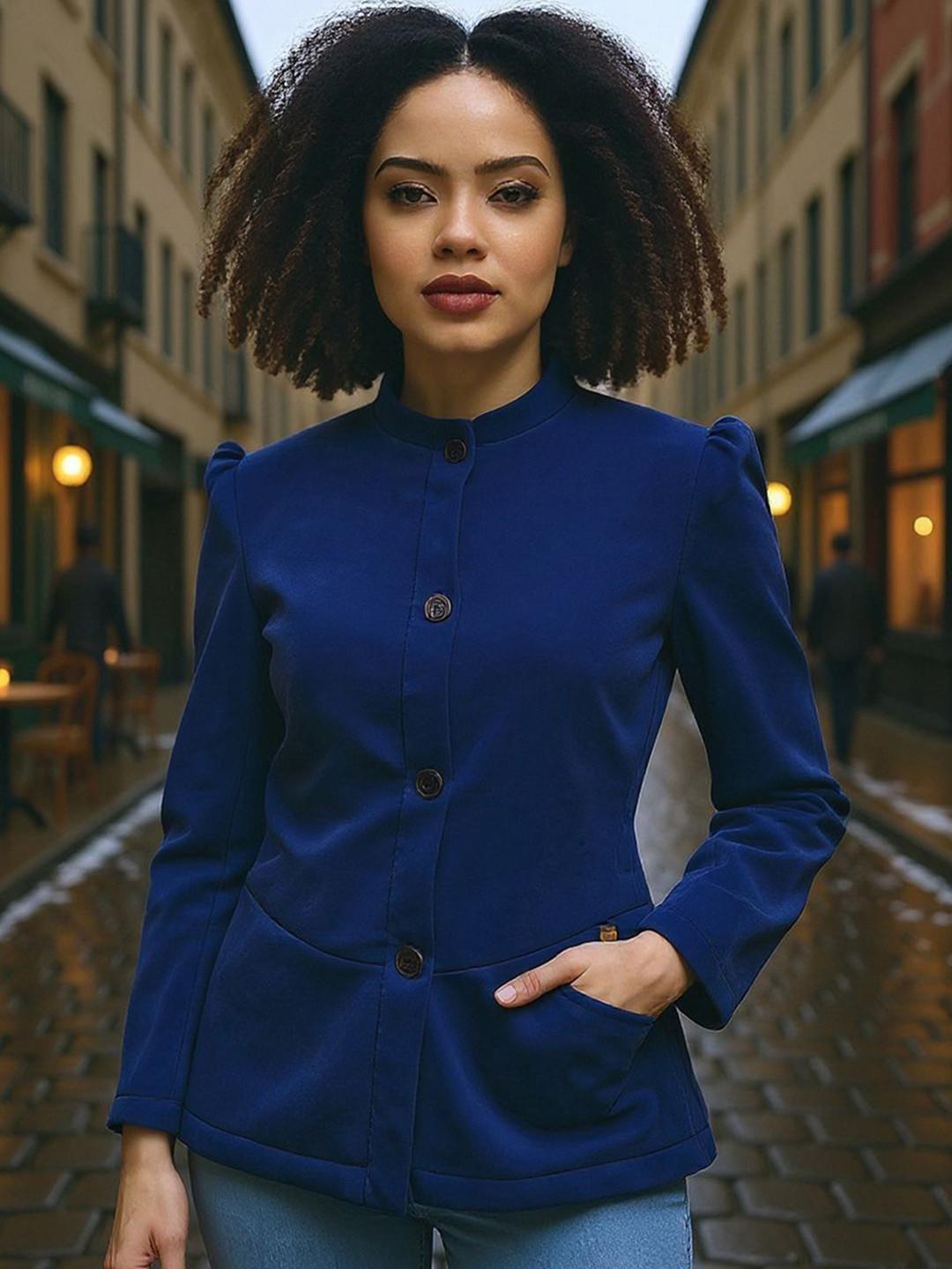 PINACOLADA Single-Breasted Mandarin Collar Blazer