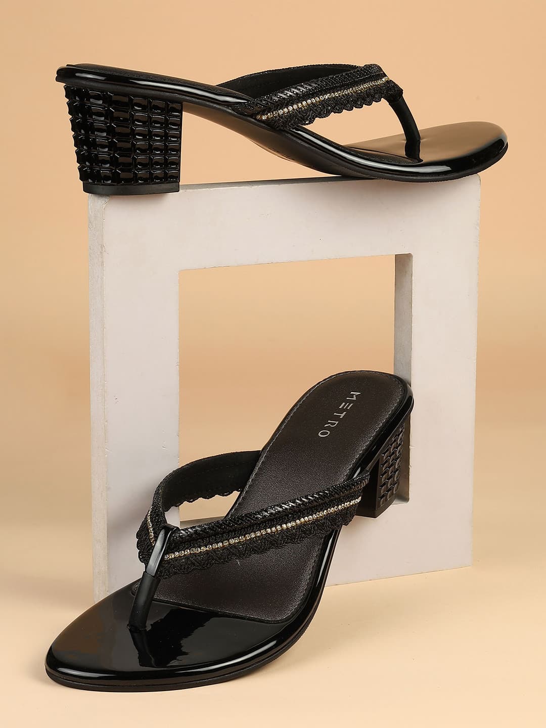 Metro Embellished Block Heel Sandals