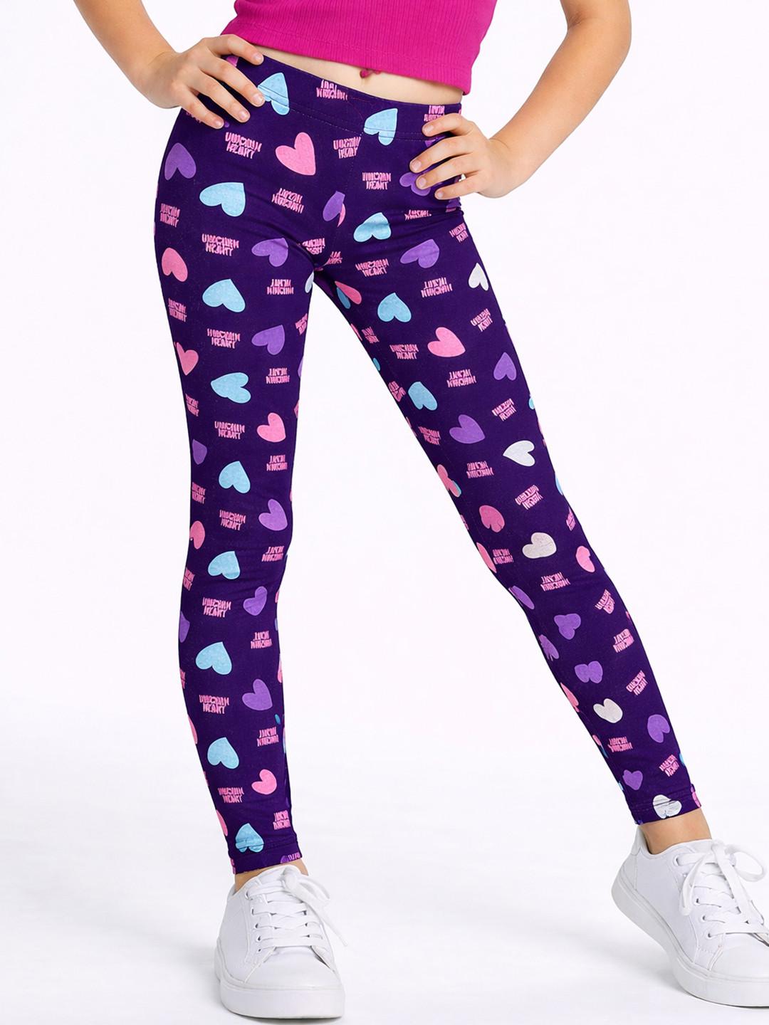 Bodycare Girls Printed Cotton Slim-Fit Ankle-Length Leggings