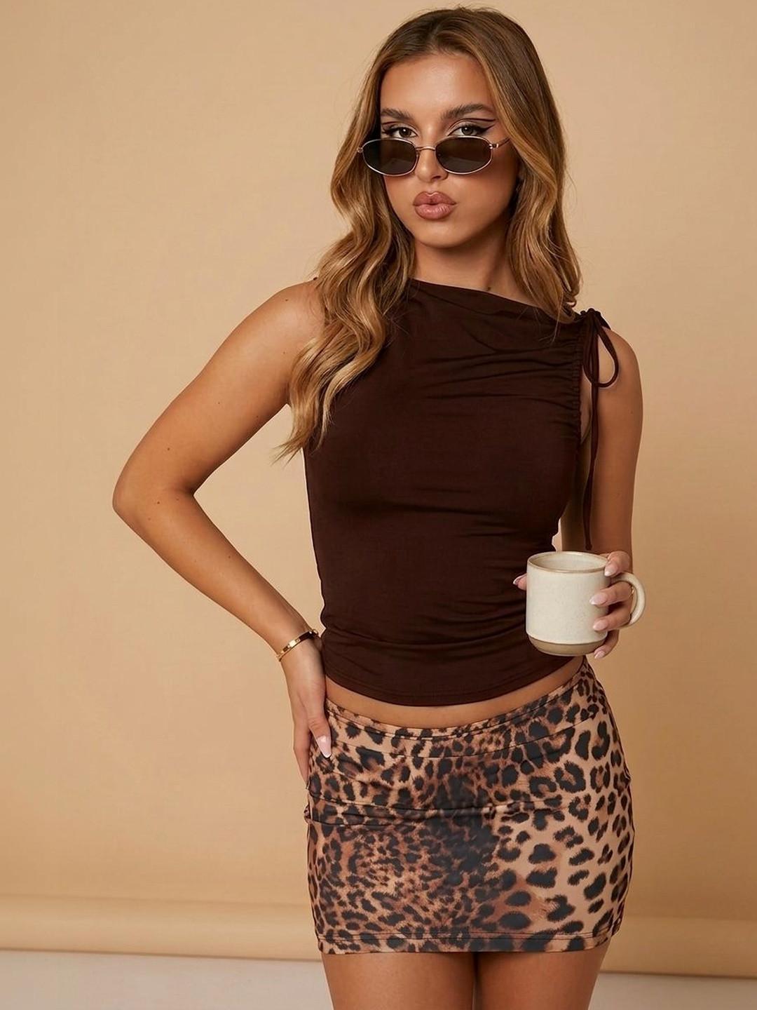SZN One Shoulder Cinched Waist Crop Top