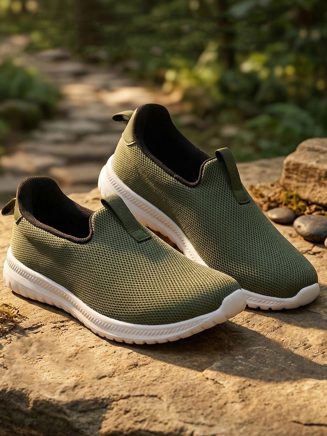 Ajanta Men Textured Lightweight Mesh Slip-On Sneakers