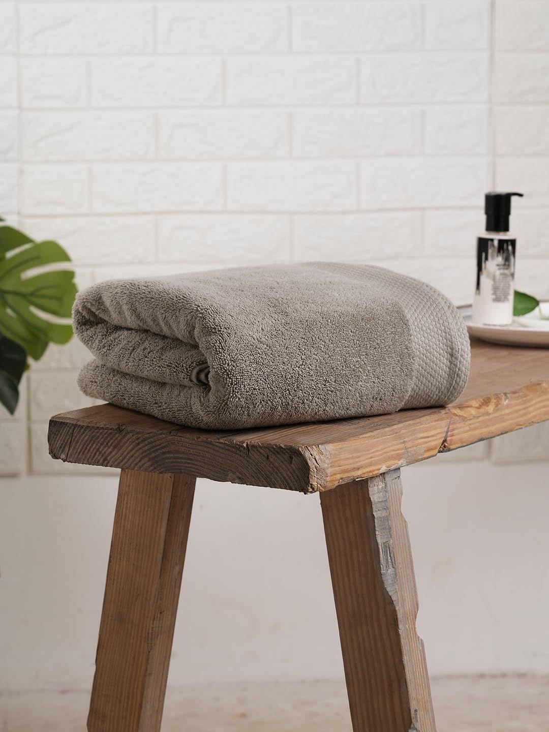SPACES Grey 1 Cotton 670 GSM Bath Towel