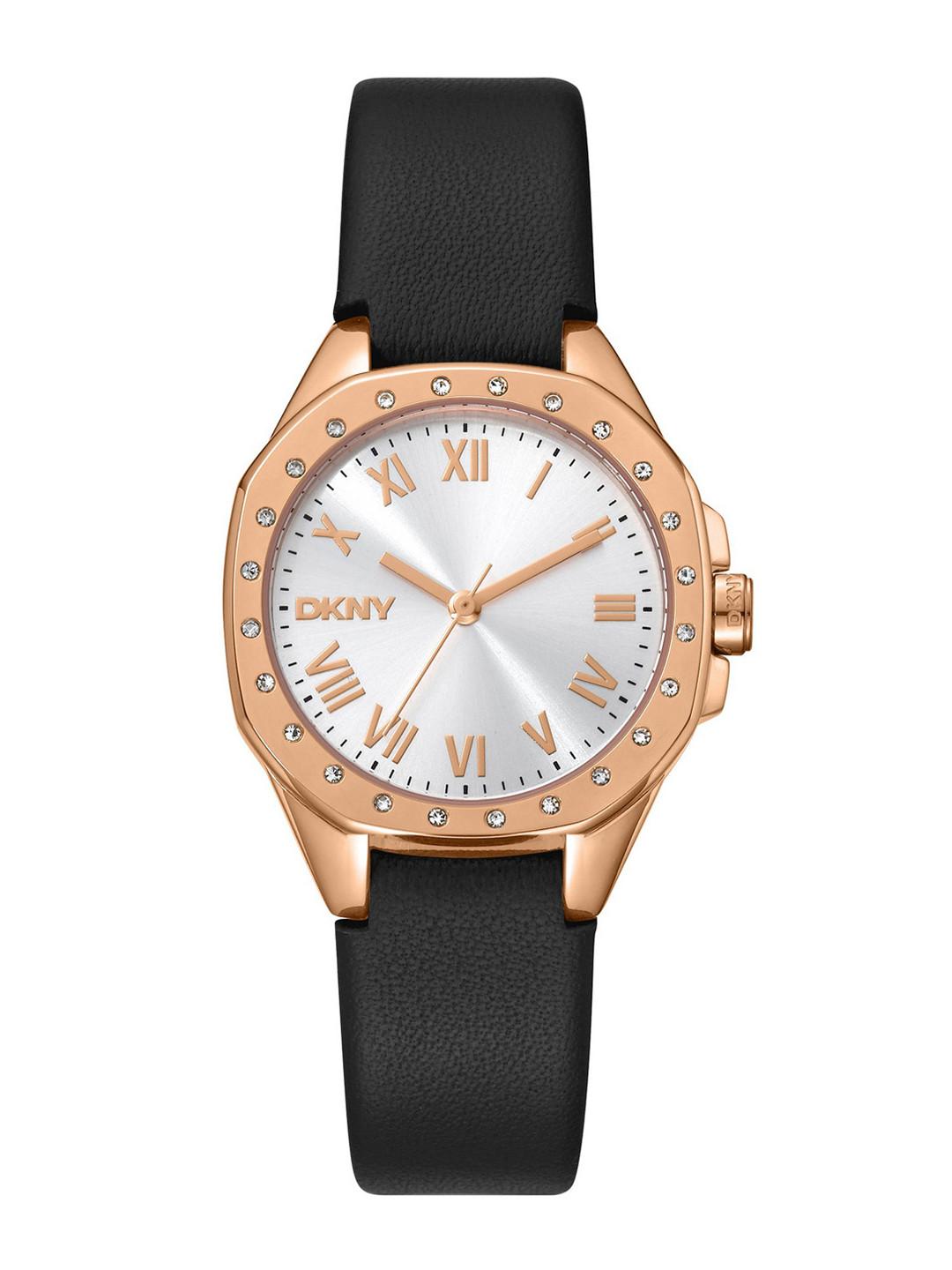 DKNY Women Brooklyn Mini Brass Round Dial & Leather Straps Analogue Watch DK1L013L0035