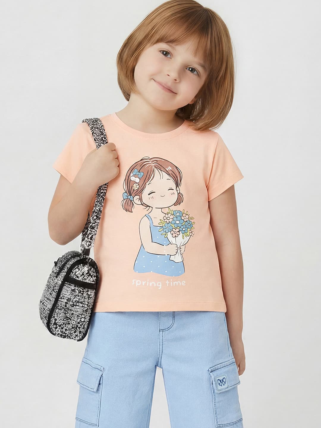 max Girls Pink Cotton Tshirts