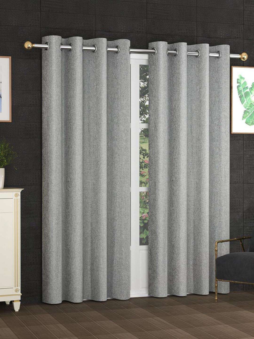 Aura Grey Set of 2 Window Curtain