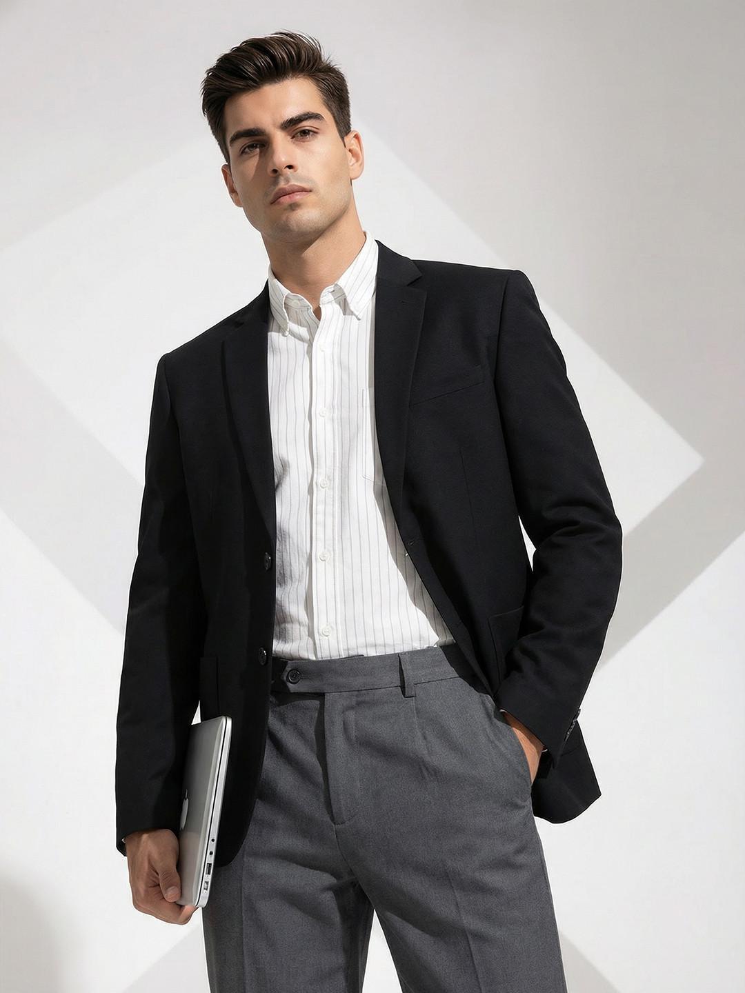 INVICTUS Notched Lapel Single Breasted Formal Blazer