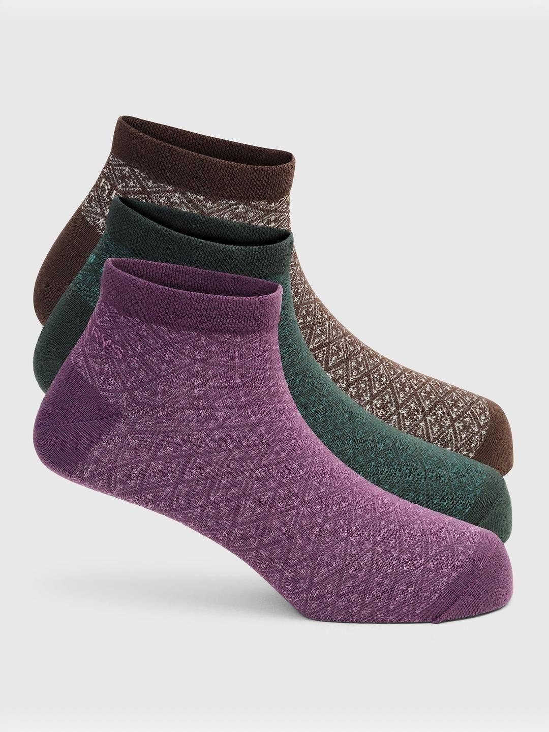 Blackberrys Men Pack of 3 Cotton Assorted Patterned Ankle Length Socks