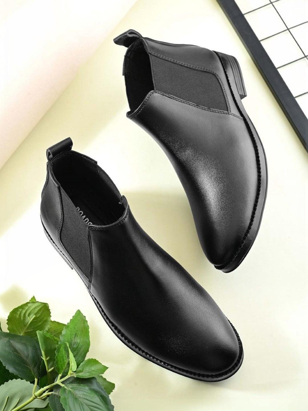 The Roadster Lifestyle Co Men Black Casual Slipon Hightop Ankle Outdoor Chealsea Boot