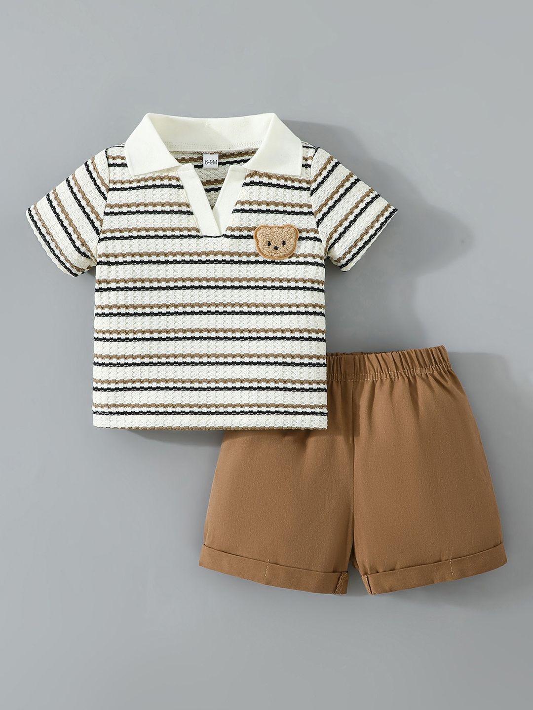 Hopscotch 2-Pc Teddy Chenille Embroidery Striped Shorts Set