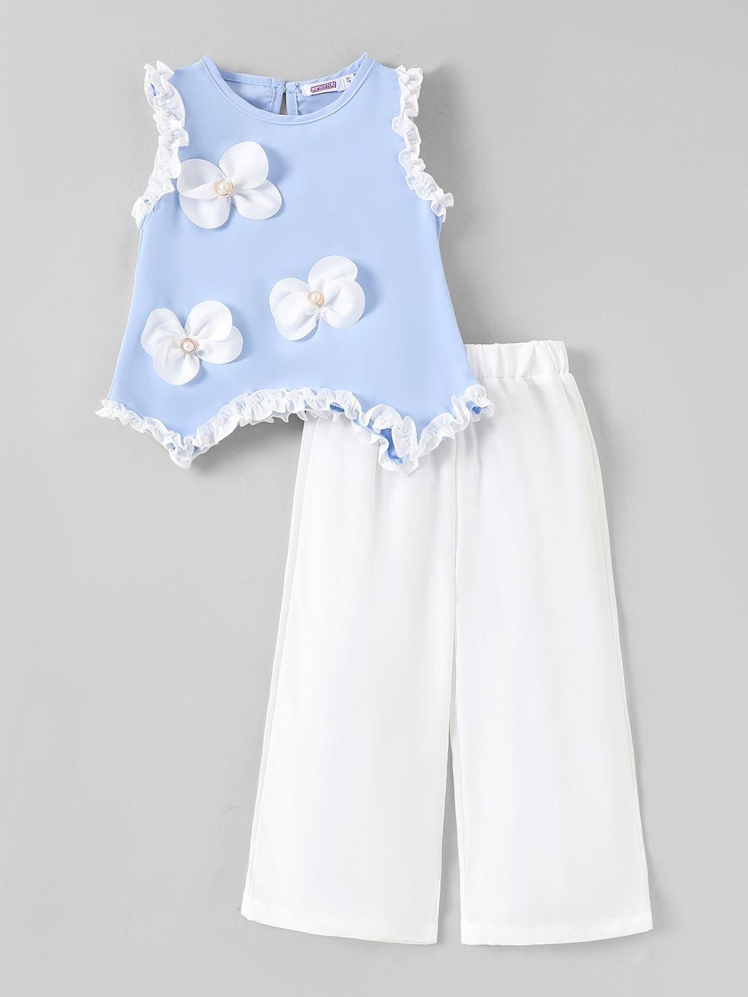 Hopscotch 2-Pc Floral Applique Ruffled Pant Set