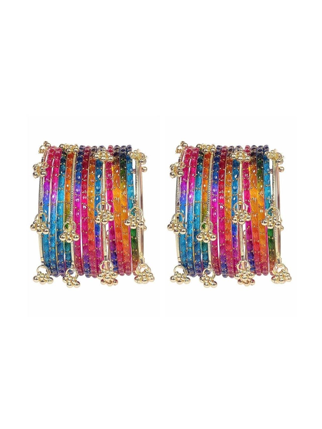 Brijsun Set Of 32 Glass Kashmiri Ghungroo Bangles