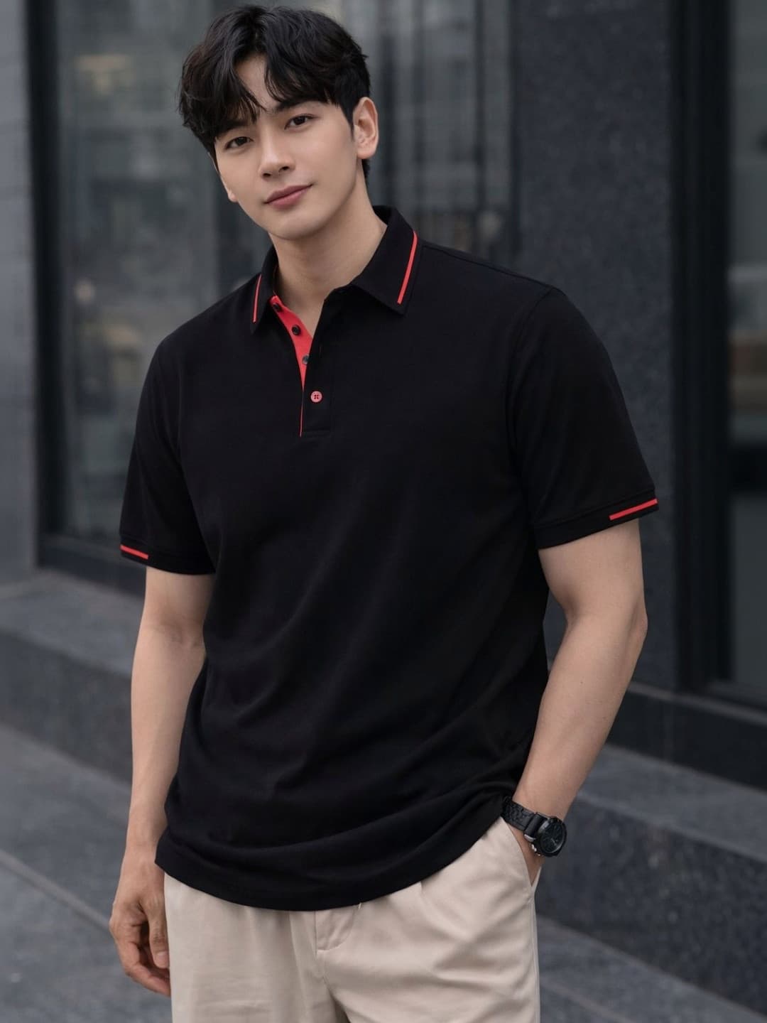 TAZO Men Polo Collar T-shirt