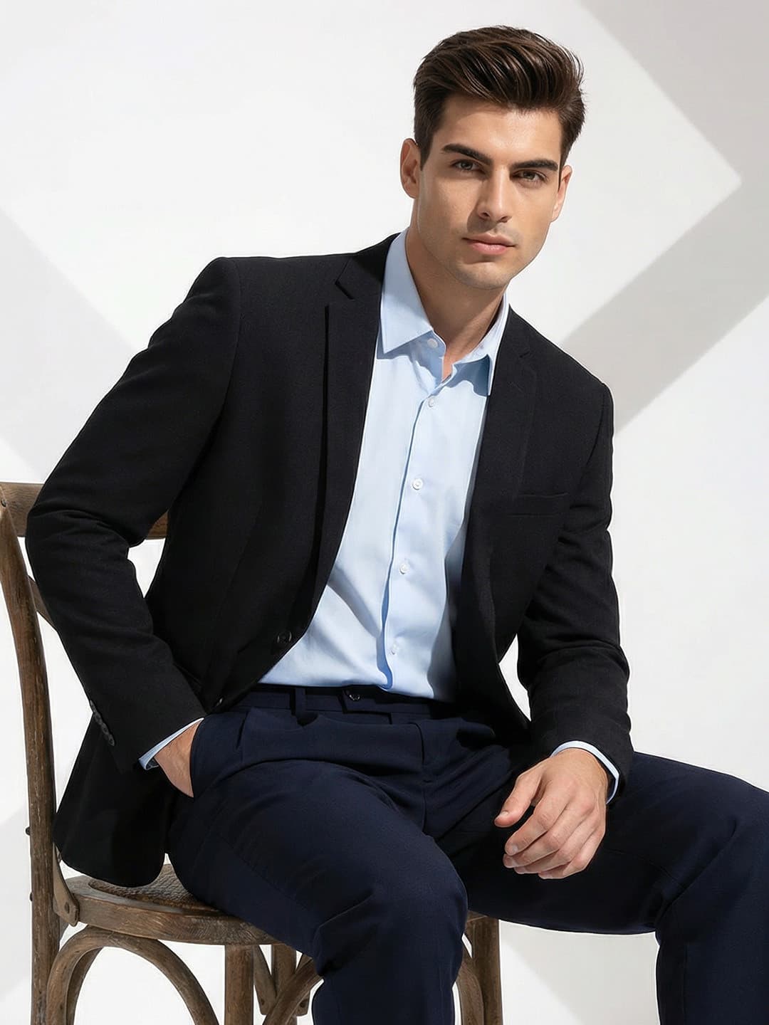 INVICTUS Regular Fit Notched Lapel Collar Formal Blazer