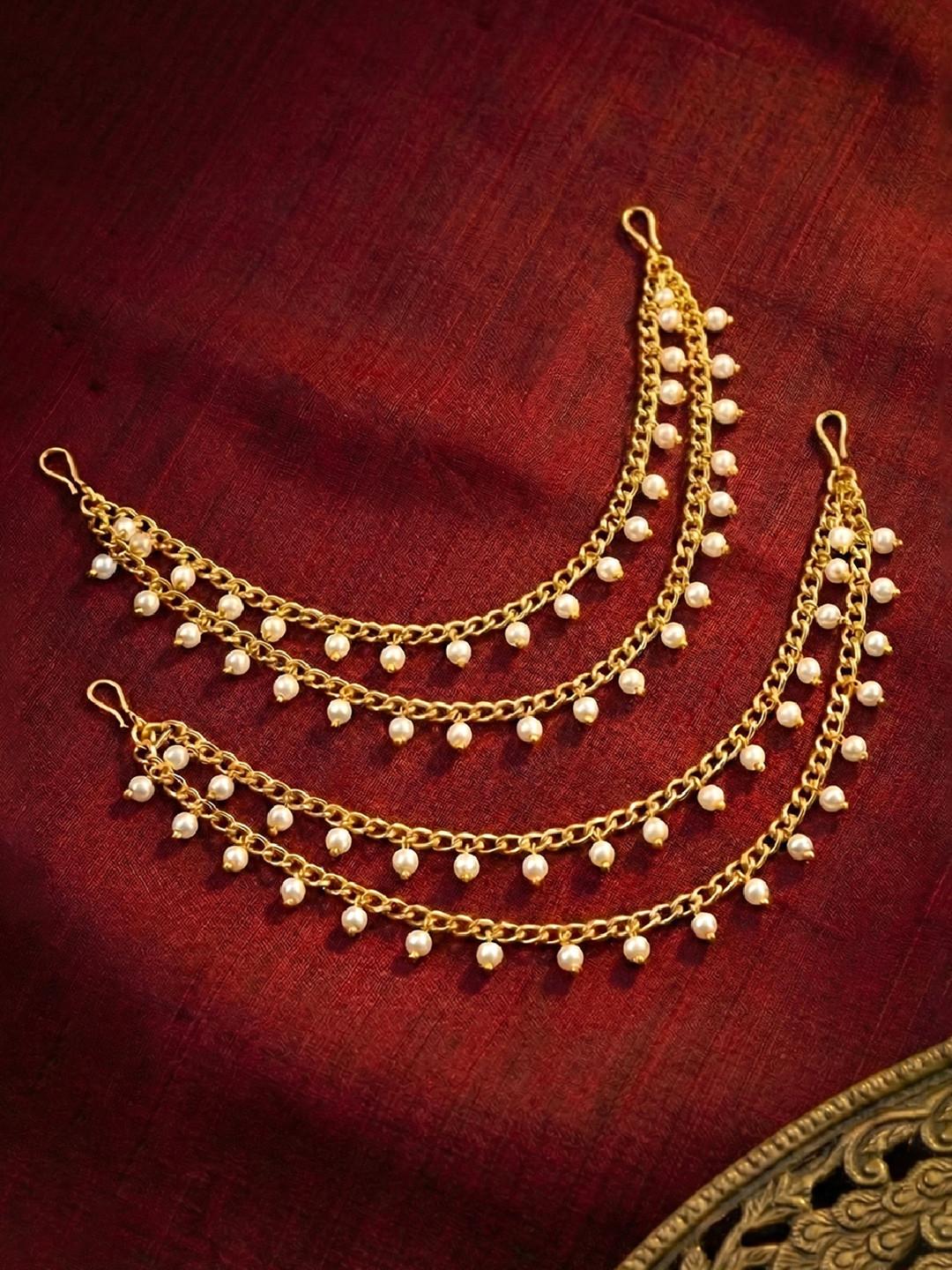 Peora Gold-Plated Beaded Contemporary Earrings