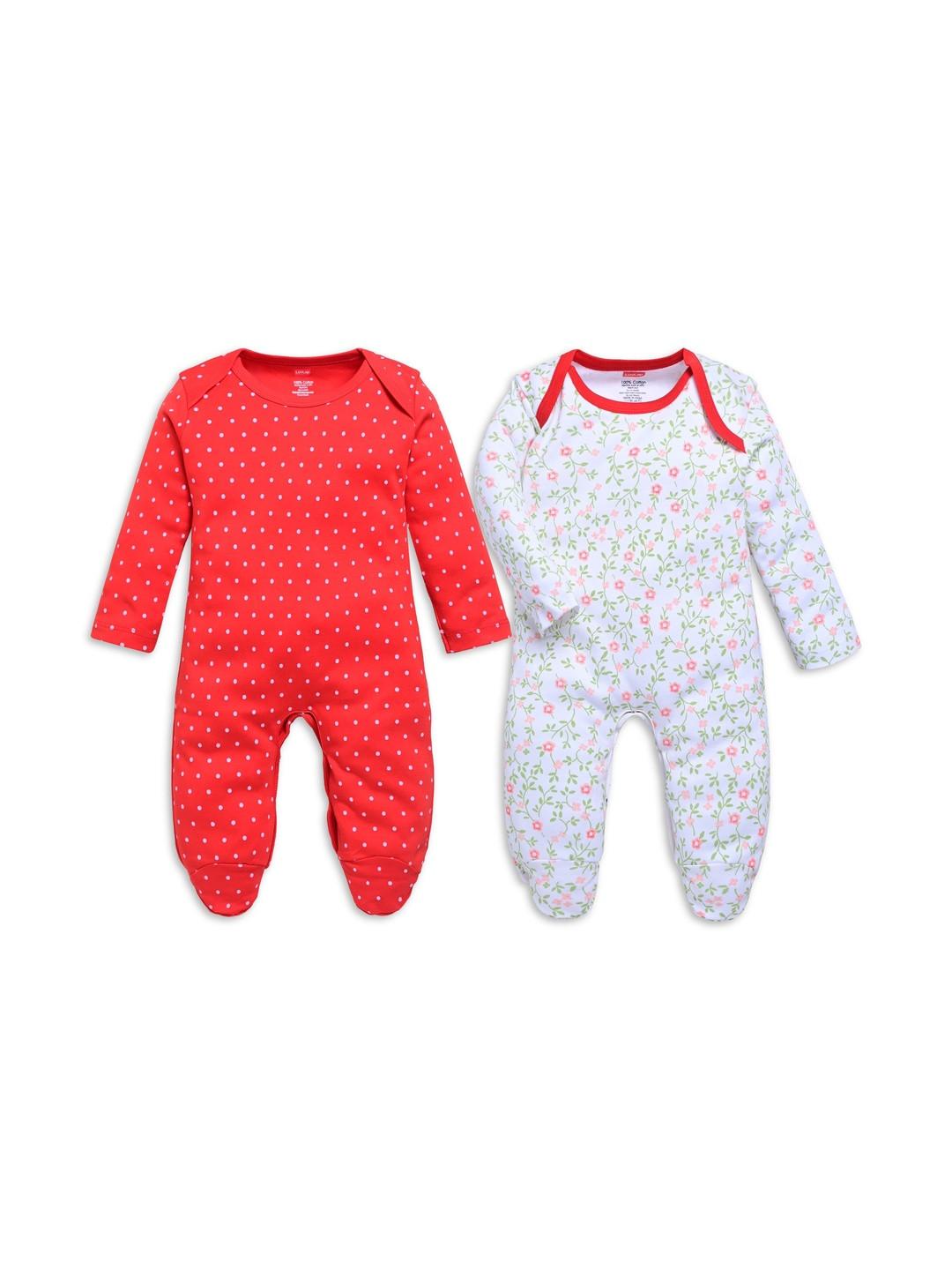 LuvLap Baby Boys & Girls Pack of 2 Regular Fit Cotton Full Sleeve Romper