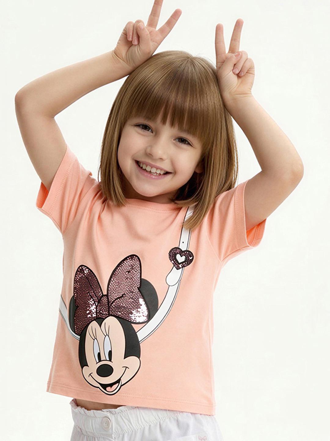 max Girls Minnie Mouse Sequins Tshirts