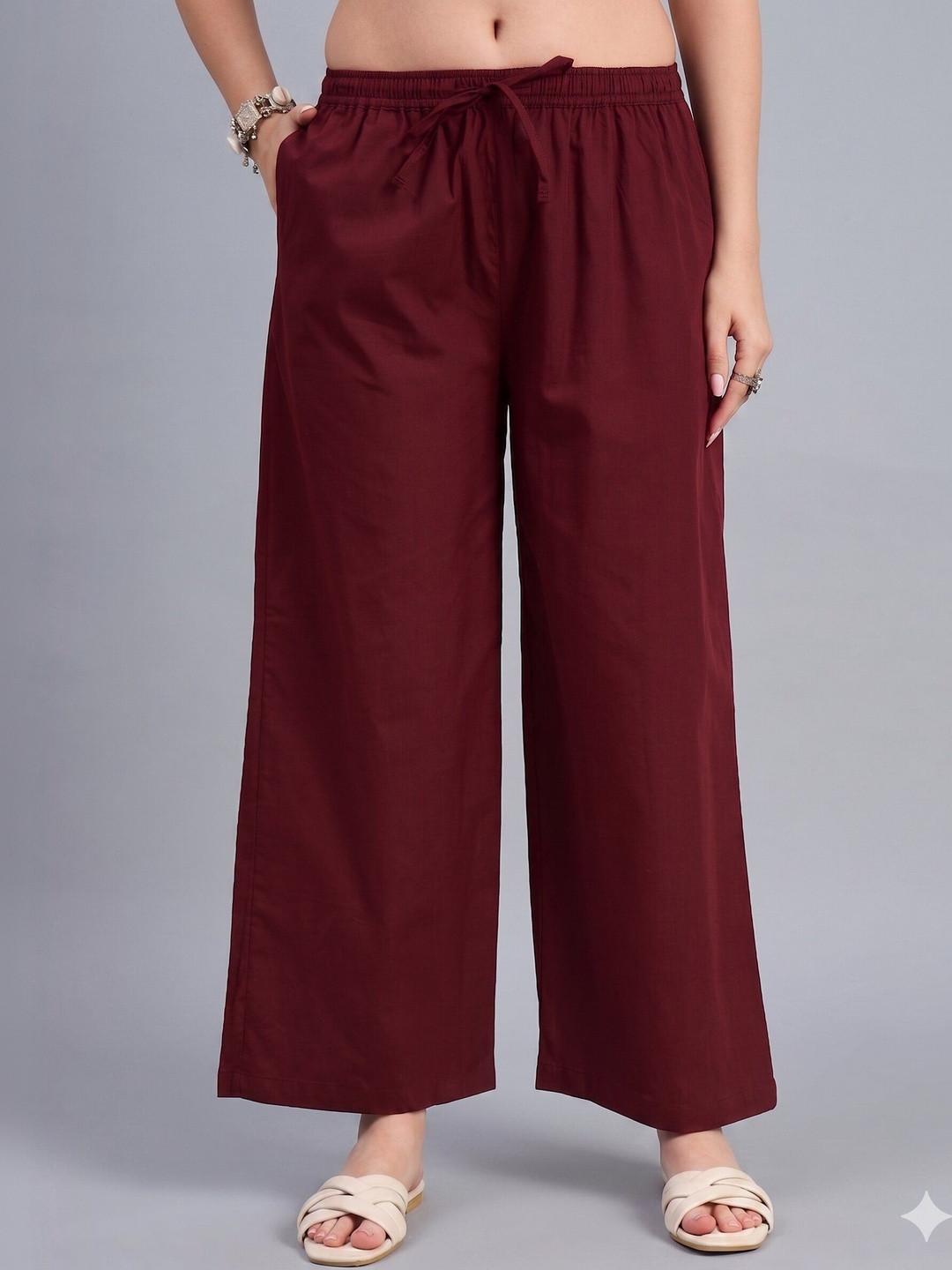 Keitra Women Elastic Waist Relaxed Fit Cotton Casual Palazzo Pants