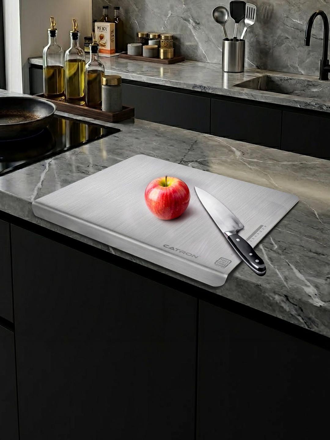 CATRON Silver-Toned 2026 Stainless Steel Chopping Board