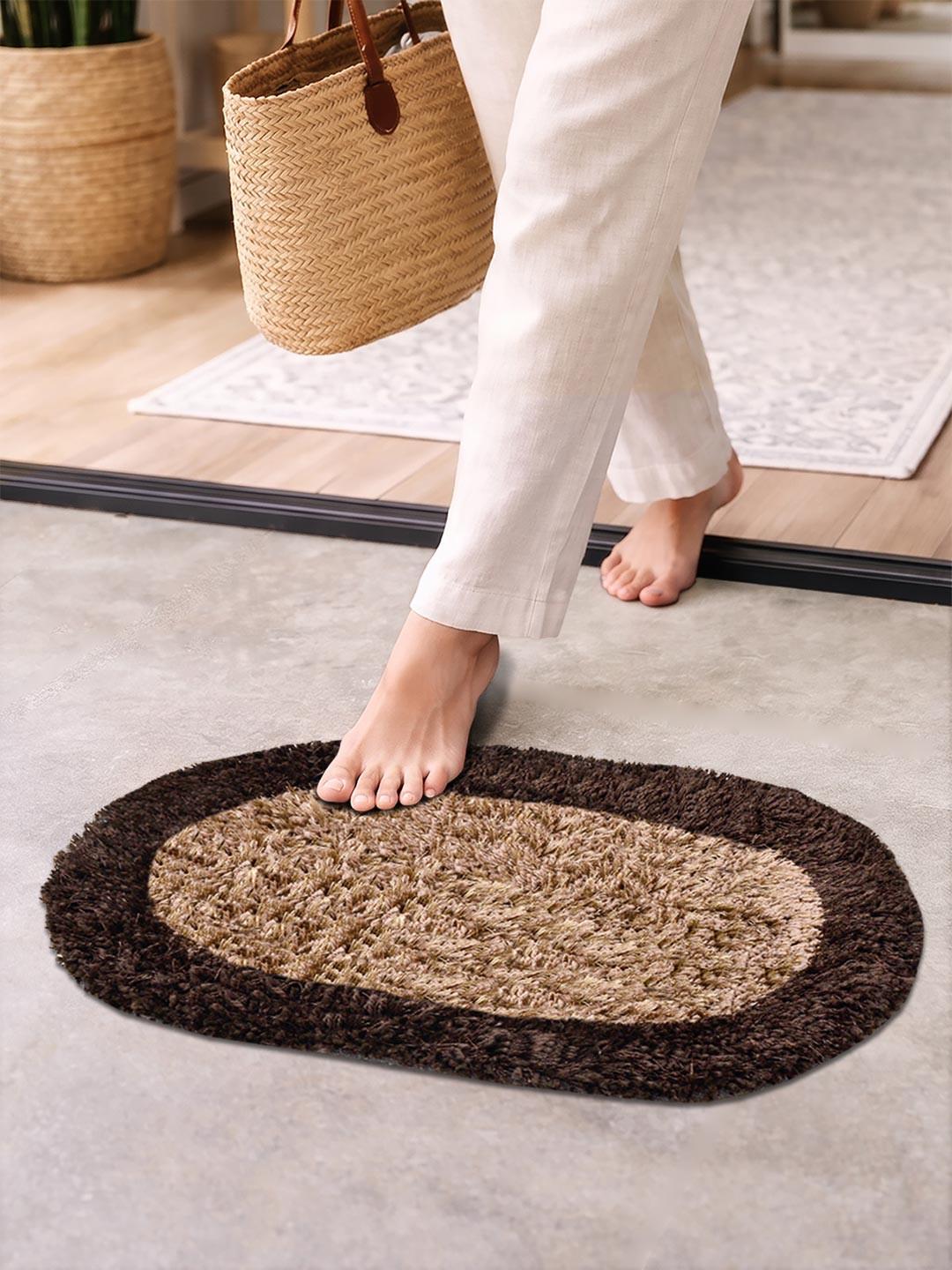 FABINALIV Brown Anti-Skid Fade Resistant Doormat