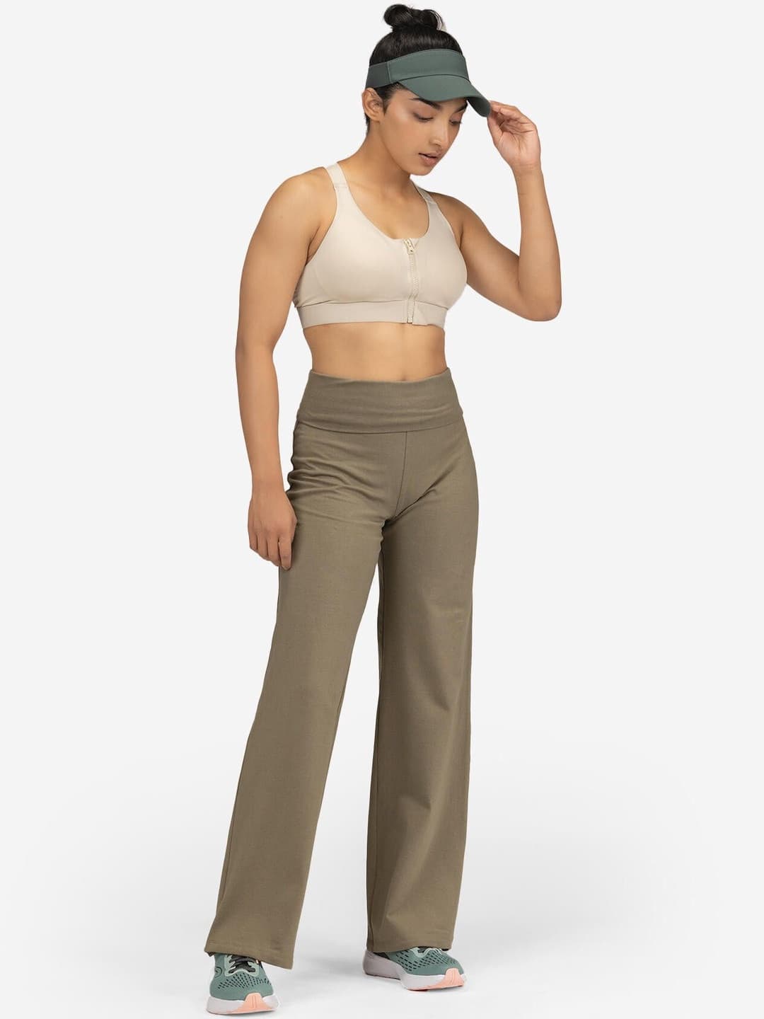 Decathlon Domyos - Women Khaki Flowing Fabric Yoga Track Pants