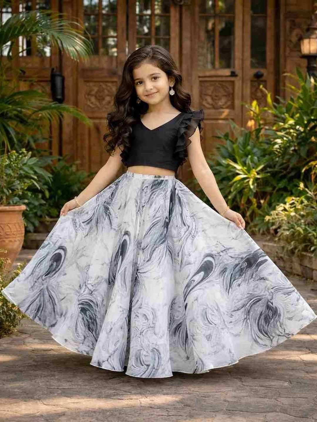 KALINI Girls Semi-Stitched Lehenga &