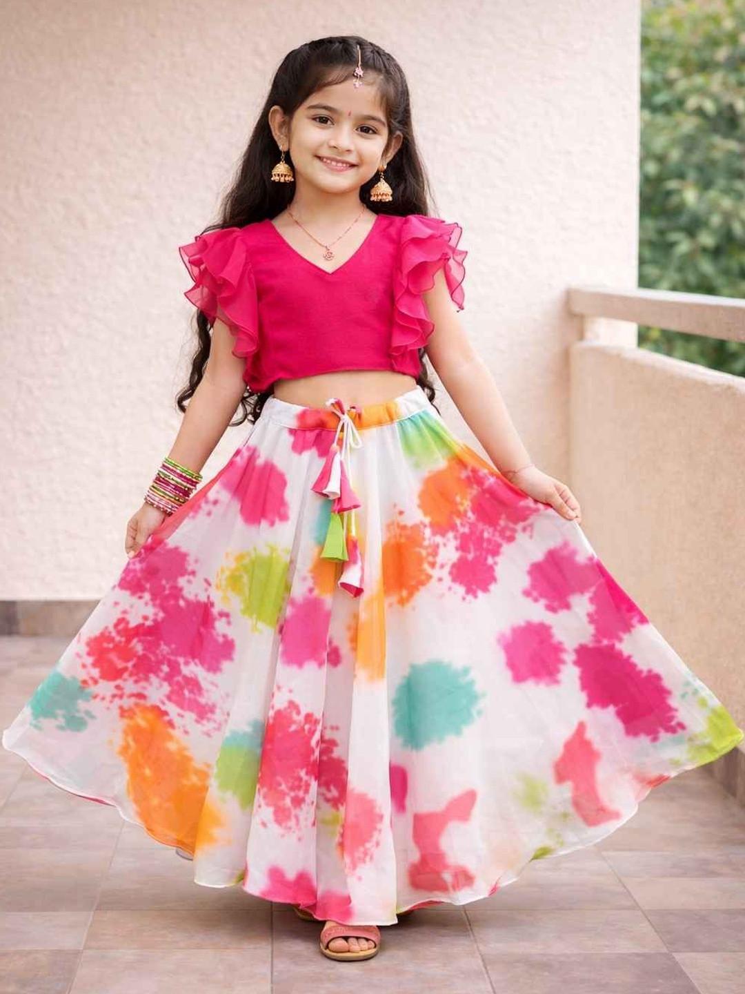 Sangria Printed V-Neck Flared Lehenga Choli
