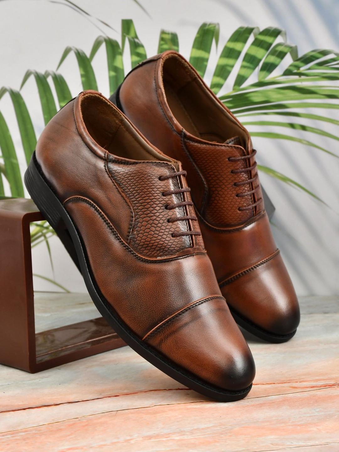 LABBIN Men Leather Pointed Toe Lace-Ups Formal Oxfords