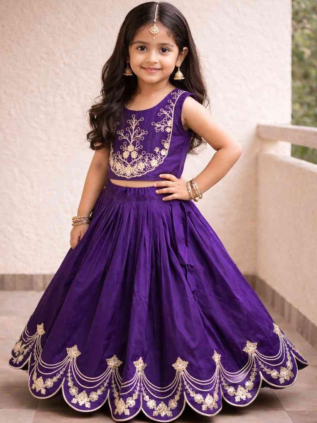 Sangria Embroidered Round Neck Flared Lehenga Choli