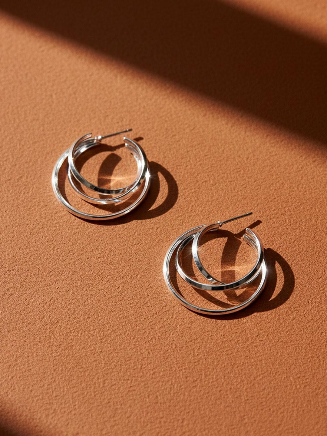 Accessorize Women Silver Layered Hoop Earrings