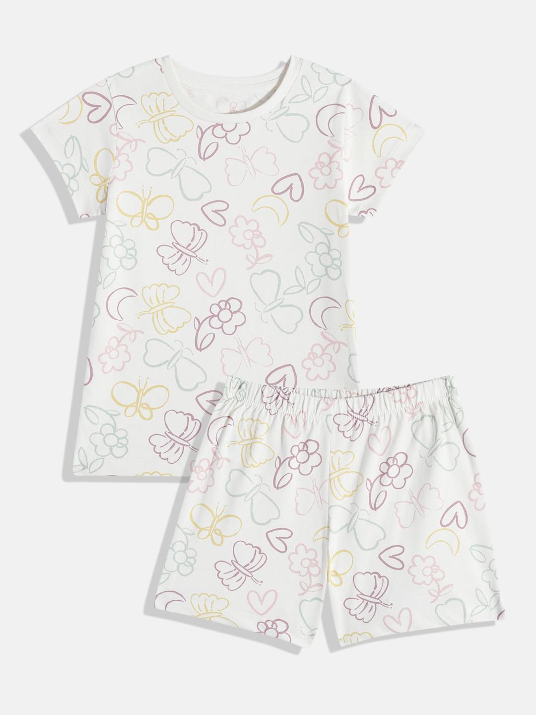 mothercare Infants Girls Printed Pure Cotton T-shirt with Shorts