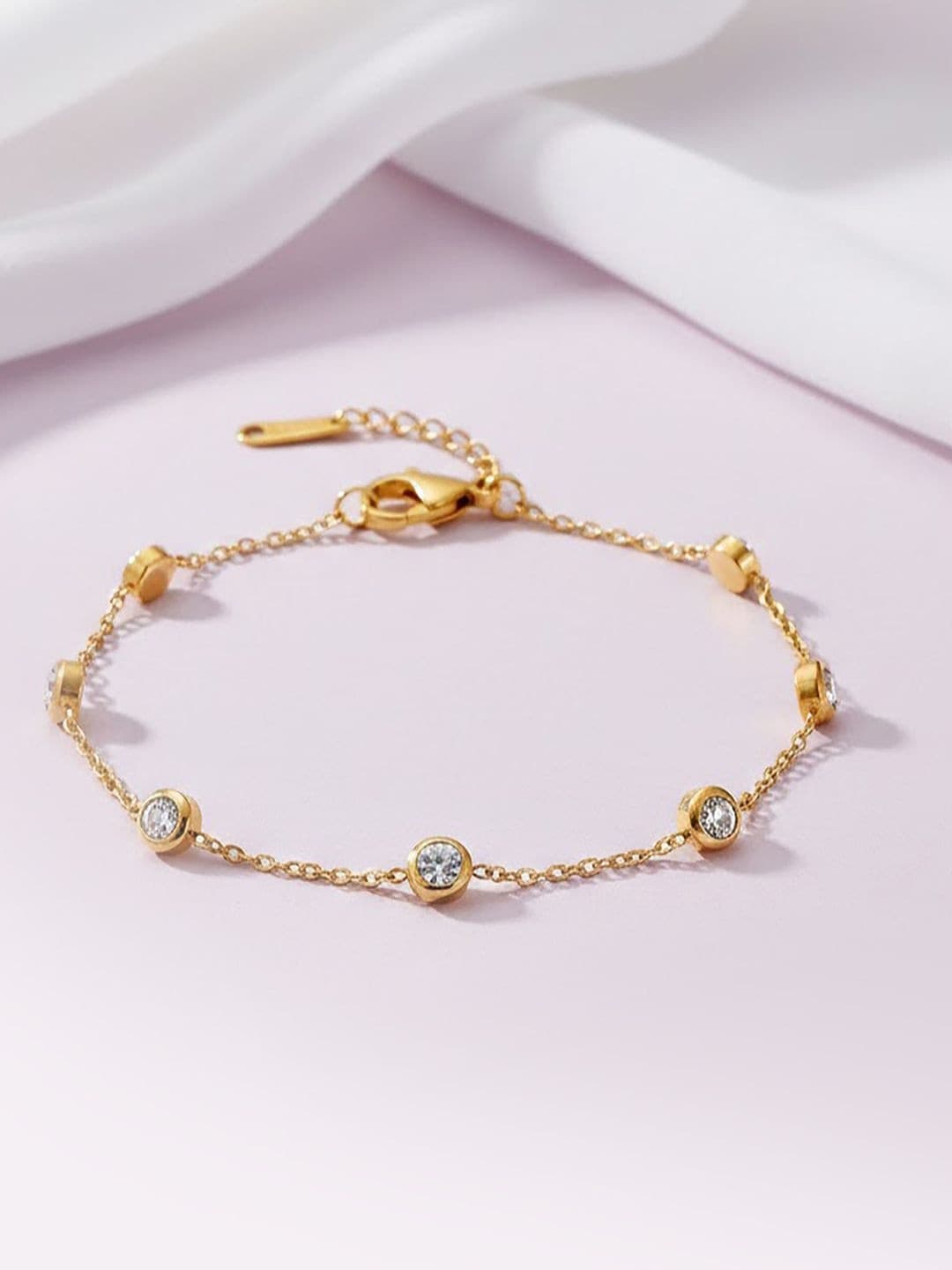 Peora Men Crystals Gold-Plated Wraparound Bracelet