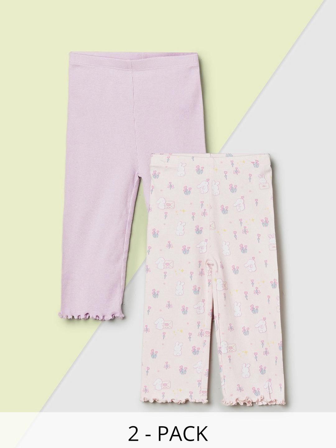 max Girls Pack Of 2 Printed Cotton Leggings