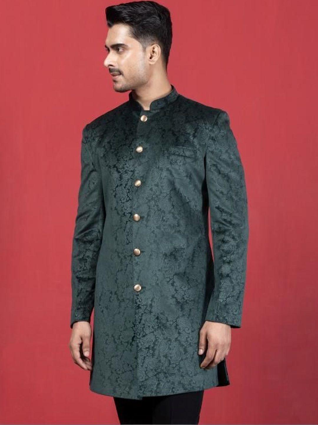 EKYAA Men Mandarin Collar Sherwani
