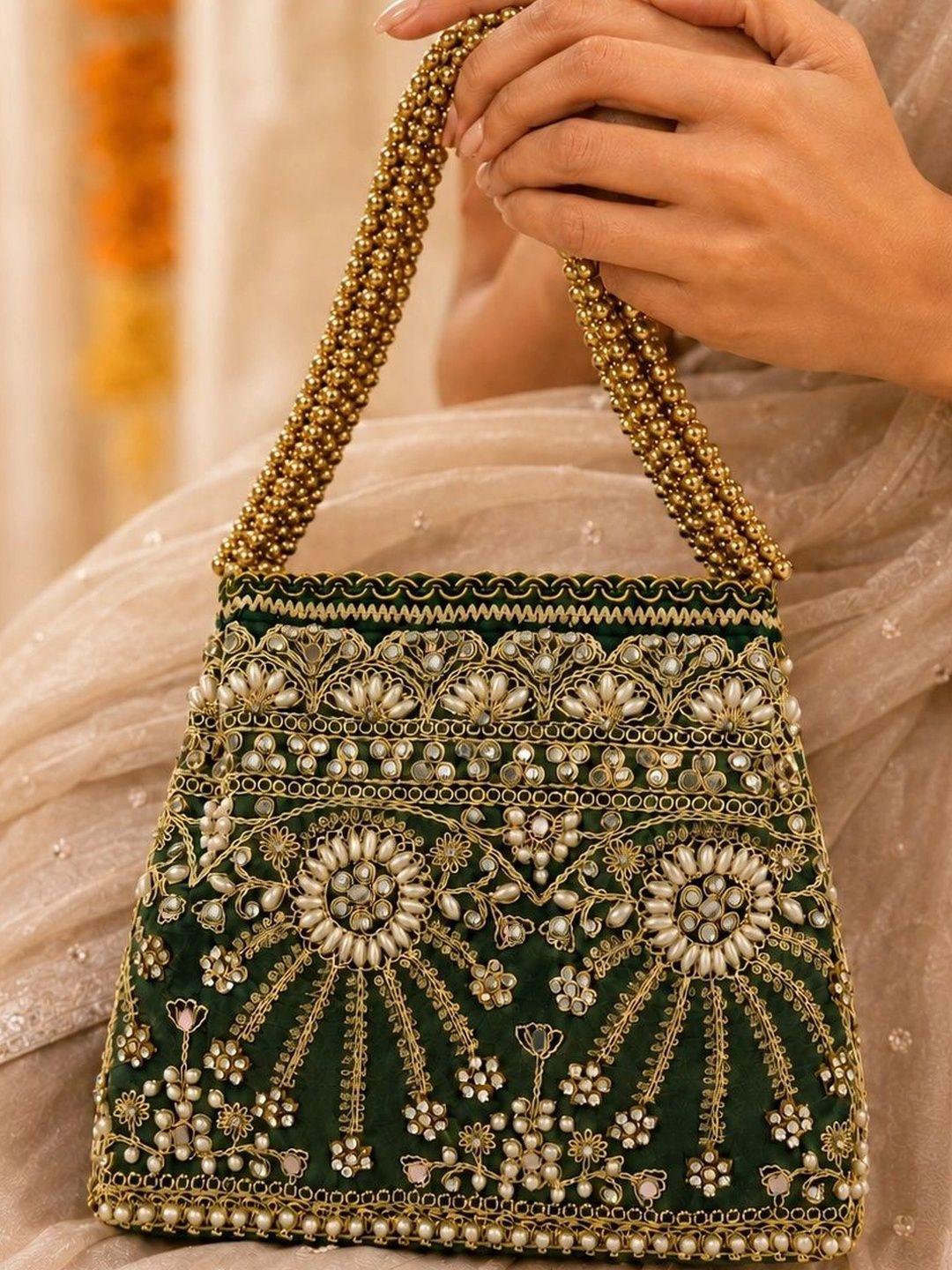 SUGARFRILL Embroidered Embellished Potli Clutch