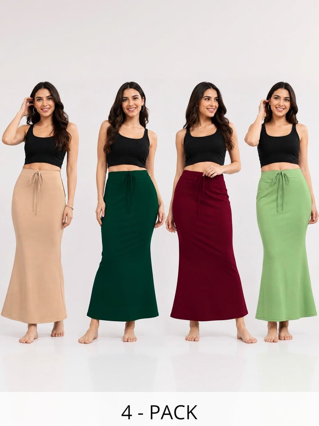 BAESD Pack Of 4 Pure Cotton High Waisted Saree Shapewears