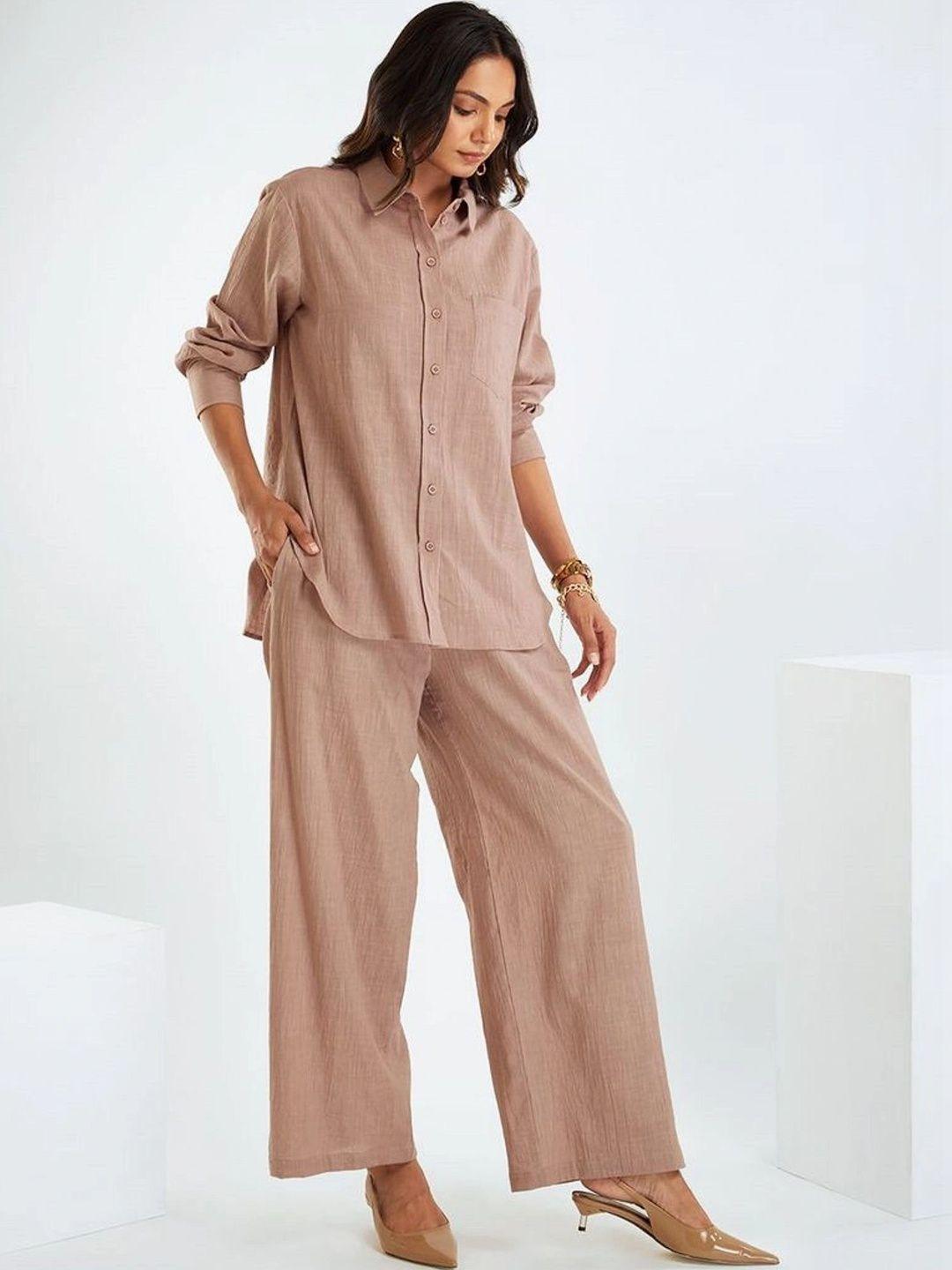 Milvia Woven Design Shirt with Palazzos