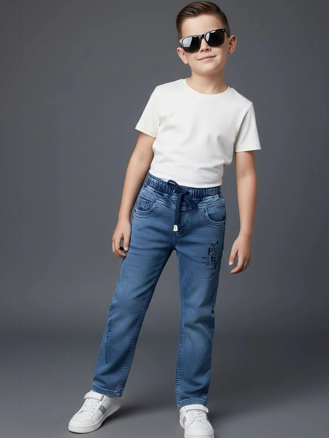 BAESD Boys Straight Fit Mid-Rise Printed Jeans