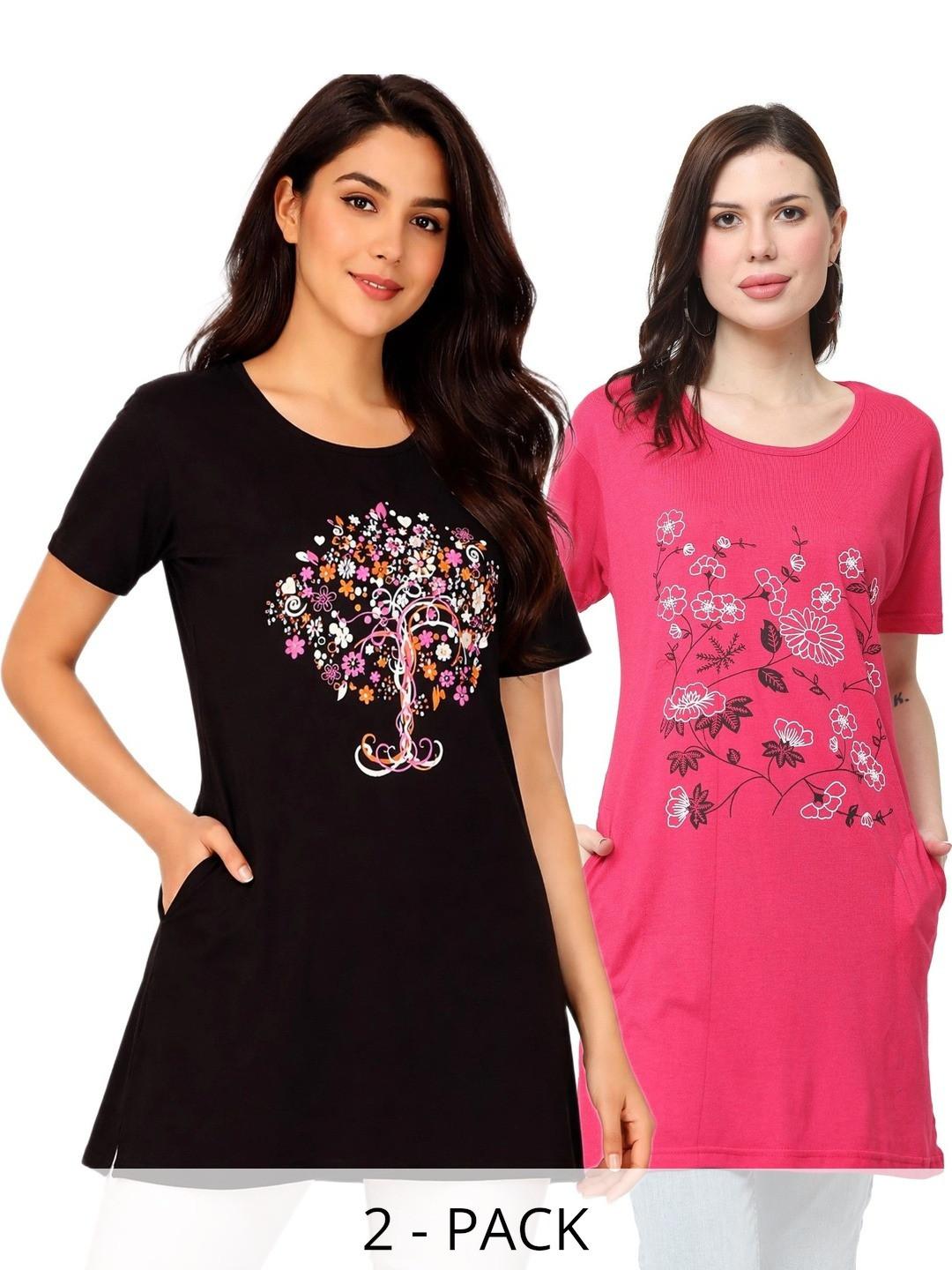 DASPRATION Women Floral 2 Printed Pockets T-shirt