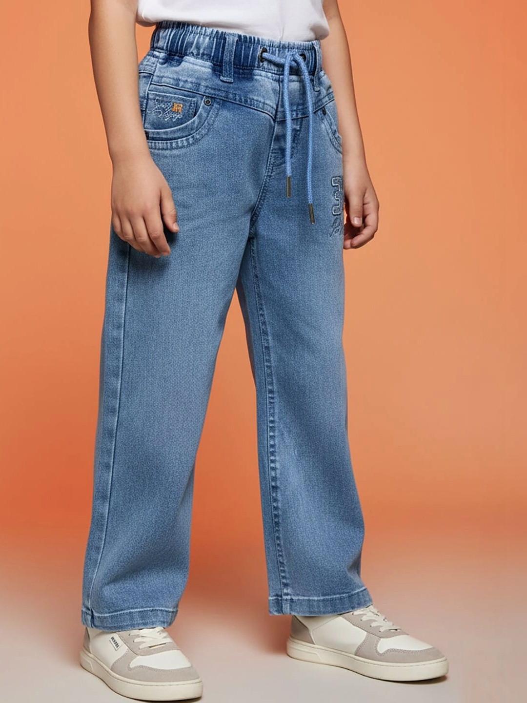 BAESD Boys Straight Fit Mid-Rise Embroidered Jeans