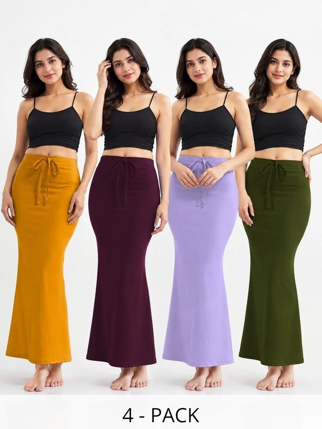 BAESD Pack Of 4 Pure Cotton High Waisted Saree Shapewears
