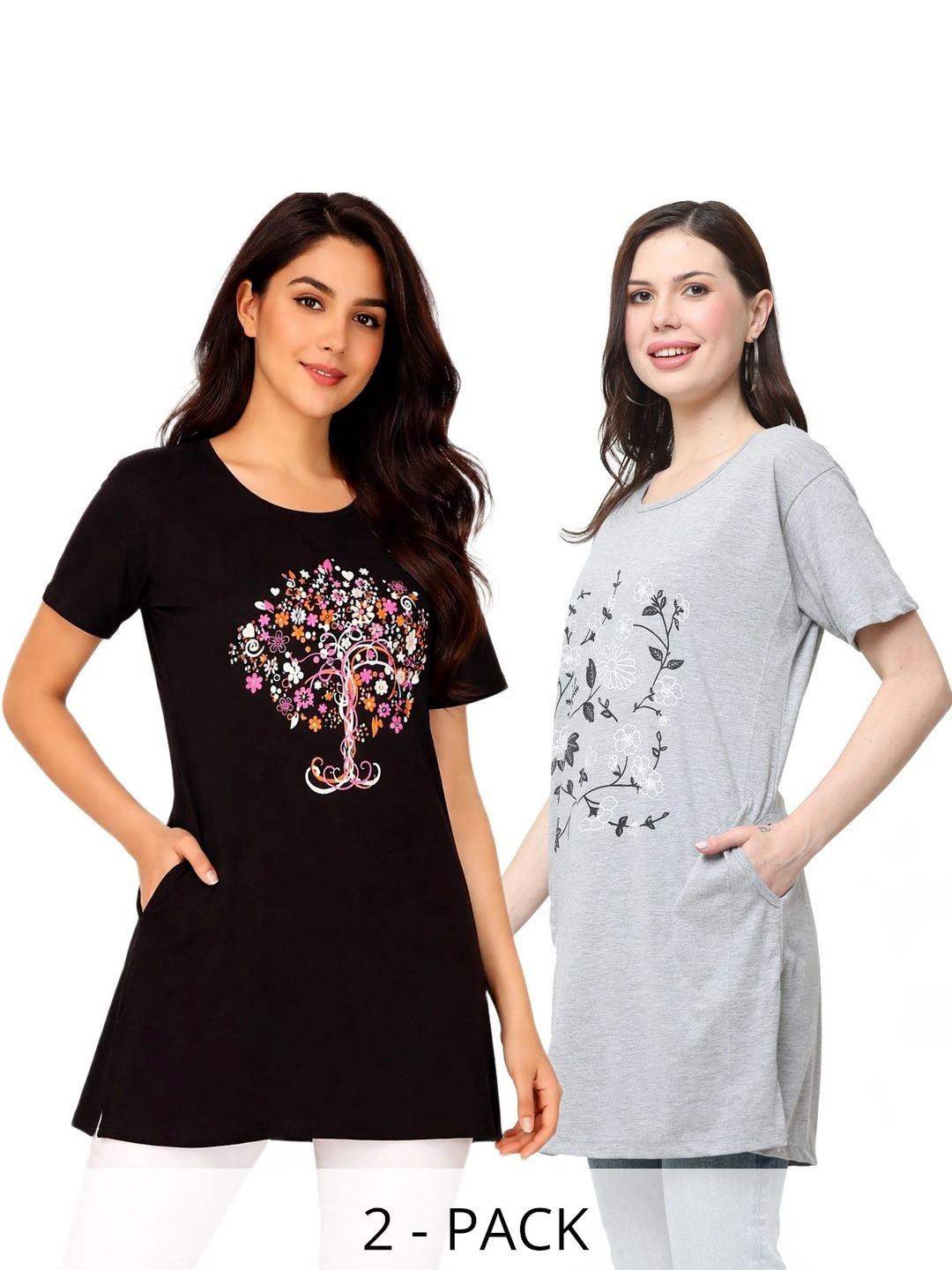 DASPRATION Women Floral 2 Printed Pockets T-shirt