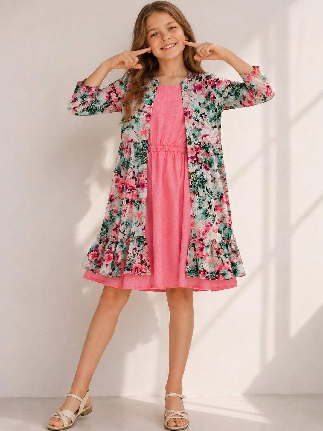 Sangria Floral Print A-Line Dress